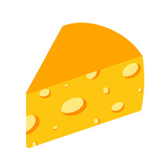 Cheese. Hand drawn flat vector illustration isolated on pink background.