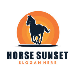 Horse Sunset Logo Template Vector illustration design