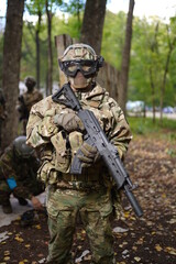 soldier with guns, airsoft russia, russian soldier in the woods with guns