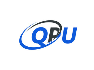 QPU letter creative modern elegant swoosh logo design