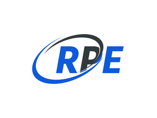 RPE letter creative modern elegant swoosh logo design