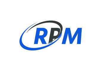RPM letter creative modern elegant swoosh logo design