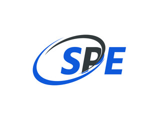 SPE letter creative modern elegant swoosh logo design