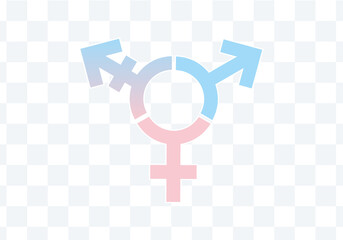 third gender sign man woman divers blue pink gradient