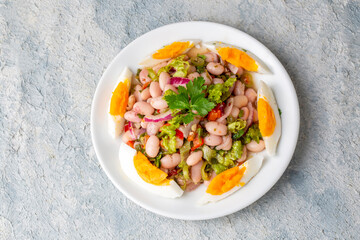 Turkish foods; dried beans salad (Turkish name; piyaz)