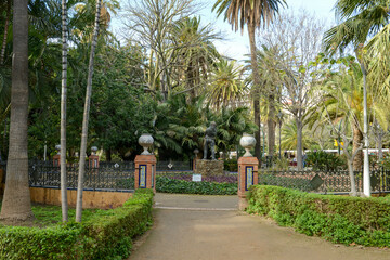 Gardens of Paseo de Espana at Malaga in Spain