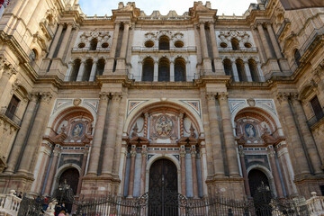 Fototapeta na wymiar Detail of the cathedral at Malaga in Spain