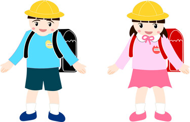 私服の小学生　男女