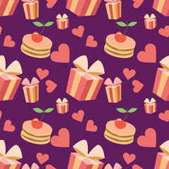 Happy Birthday. Seamless pattern for the celebration, wedding, congratulations and anniversary. Vector image. Isolated objects on a black background.