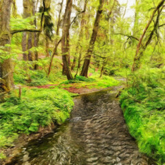 Trendy beautiful travel landscape, bright colors of power of nature. Touristic famous location. Oil painted wall art print in large size, creative drawing design. Contemporary pictorial artwork