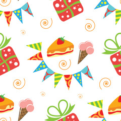 Happy Birthday. Seamless pattern for the celebration, wedding, congratulations and anniversary. Vector image. Isolated objects on white background.