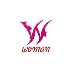 Initials W female beauty logo concept, vector illustration