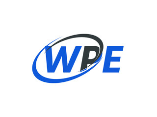 WPE letter creative modern elegant swoosh logo design