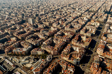Obraz premium Aerial view of Barcelona quarters.
