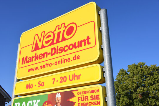 Tangerm&uuml;nde, Saxony-Anhalt, Germany - July 14, 2018: Netto Marken-Discount in Tangerm&uuml;nde, Germany - Netto is a German discount supermarket chain owned by EDEKA Group