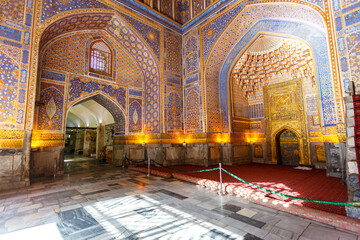 Interior of Tilya-Kori Madrasah on Registan Square in Samarkand,  Uzbekistan, Central Asia