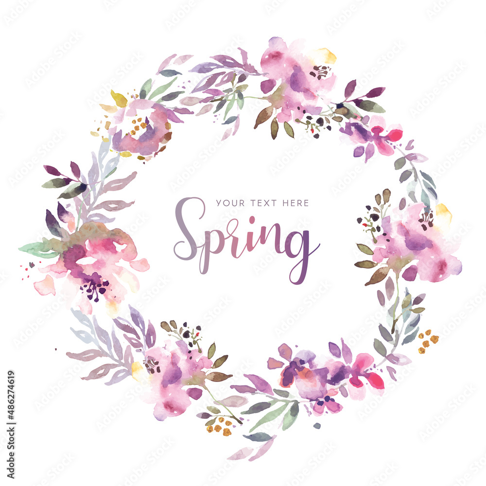 Wall mural Spring floral design in watercolor style