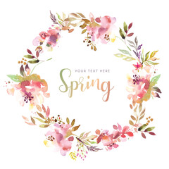 Fototapeta na wymiar Spring floral design in watercolor style