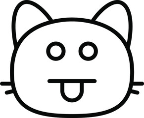 cat winking Line Icon