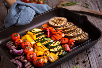 Grilled cooked assorted vegetables with herbs and spices