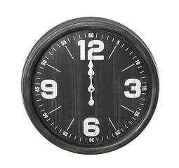 Modern black clock isolated on white. interior element