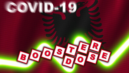 Albania Flag and Covid-19 Booster Dose Title – 3D Illustration