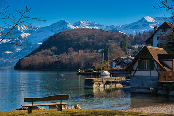 Naklejka premium Winter in Spiez am Thuner See