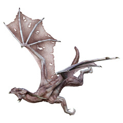 3D Rendering Fairy Tale Dragon on White