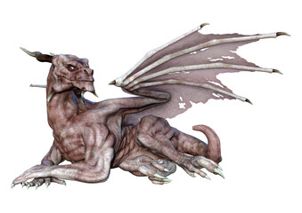 3D Rendering Fairy Tale Dragon on White