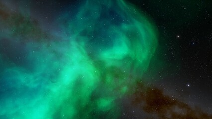 Science fiction illustrarion, deep space nebula, colorful space background with stars 3d render	
