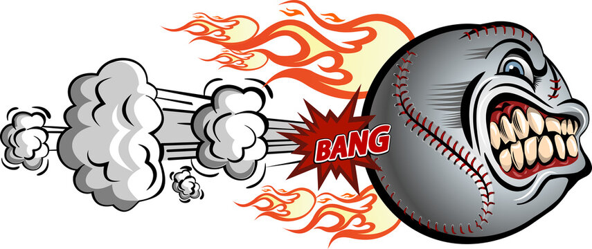 Angry flaming screaming baseball