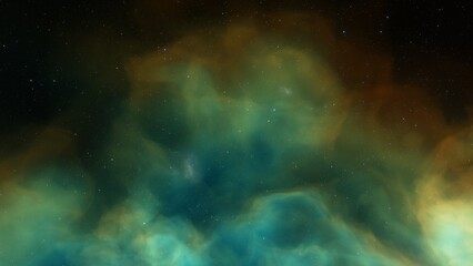 Science fiction illustrarion, deep space nebula, colorful space background with stars 3d render	
