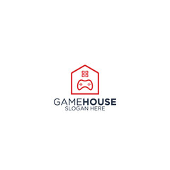 Line art Game house Logo design Template