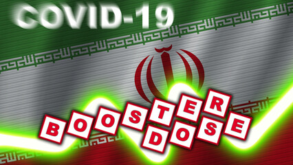 Iran Flag and Covid-19 Booster Dose Title – 3D Illustration