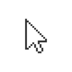 Arrow cursor pointer in flat pixel style. Web icon. Point button. Vector isolated