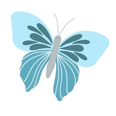 Fancy little colorful butterfly in simple flat style vector illustration, symbol of Easter holidays, spring or summer, celebration decor, clipart for cards, banner, springtime decoration, cute insect