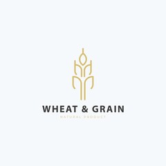 Luxury Wheat / grain icon logo vector design. Simple logo for farm, pastry, bakery or food product.