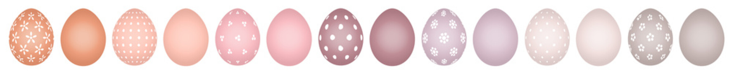 Set 14 Bemalte & Einfarbige Ostereier Punkte/Blumen Verschiedene Farben