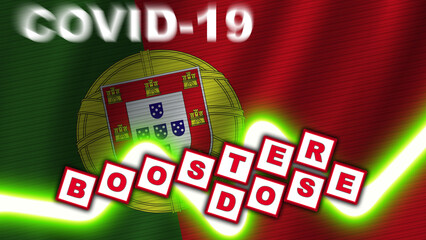 Portugal Flag and Covid-19 Booster Dose Title – 3D Illustration