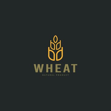 Luxury Wheat / grain icon logo vector design. Simple logo for farm, pastry, bakery or food product.