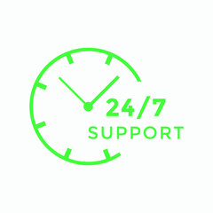 24 hours call center icon vector colorful | 24/7 support icon sign button | call center symbol icon template
