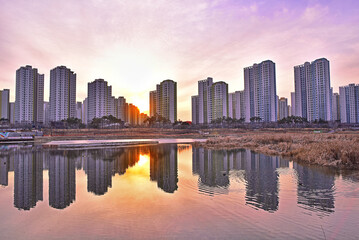 Fototapeta premium 미사 신도시 아파트촌 풍경