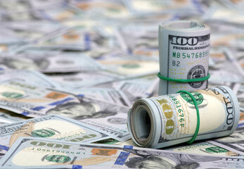  dollars in roll on money background