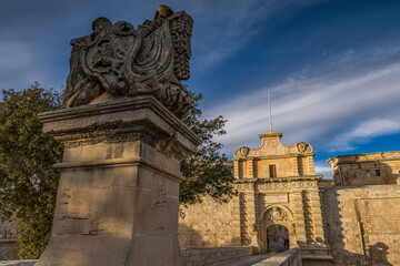 Porta d'ingresso alla città fortificata di Mdina, isola di Malta