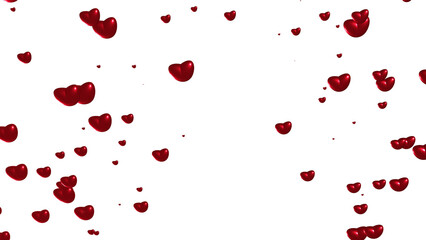 Valentines Day background with red hearts on white
