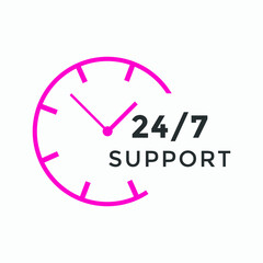 24 hours call center icon vector colorful | 24/7 support icon sign button | call center symbol icon template
