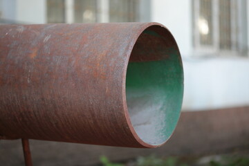 rusty large diameter pipe, metal pipe