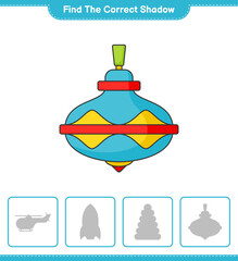 Find the correct shadow. Find and match the correct shadow of Whirligig Toy. Educational children game, printable worksheet, vector illustration