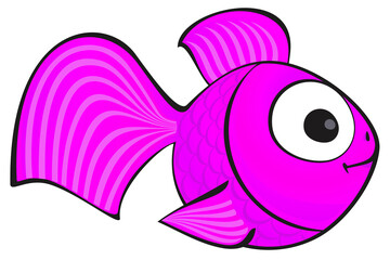 Pink fish isolated. Aquarium fish silhouette illustration. Colorful cartoon flat aquarium fish icon for your design. Isolated illustration
