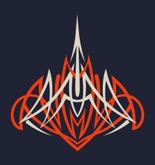Pinstriping design element, symmetric thin lines art, vector icon